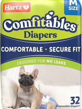 Disposable Dog Diapers Size M, 32 Count - Comfortable, Secure Fit, Easy to Use